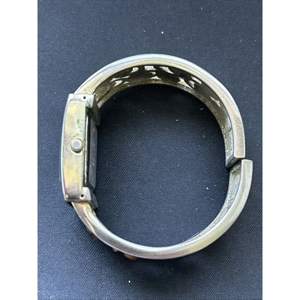 Silver Tone Tigers Eye On Band Women’s Cuff Watch